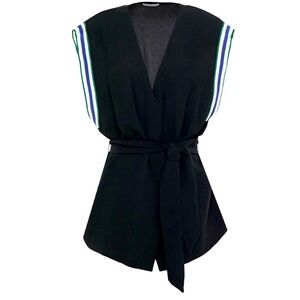 Sandro Paris Sleeveless top with tie belt  V Neck Belted Blouse Size 0